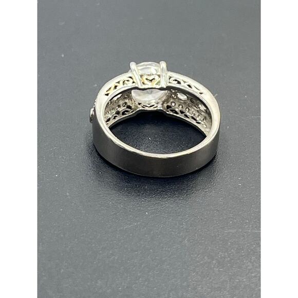PP Signed 925 Sterling Silver Large Round CZ Engagement Promise Ring Sz 9.5 - Picture 6 of 13